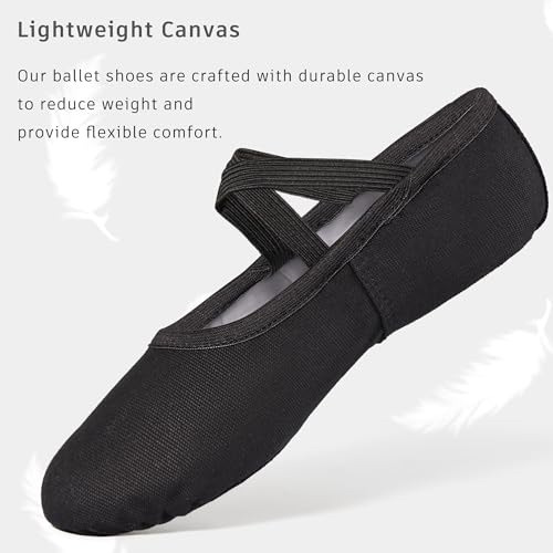 Ballet Shoes for Women - Split Sole Dance Shoes, 7.5 Women/6.5 Men - Black