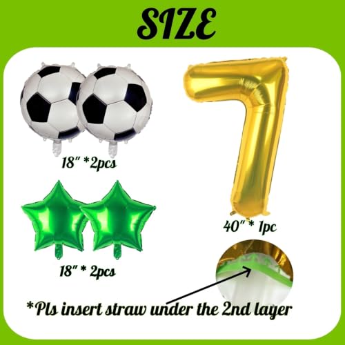 Soccer Balloons 7th Birthday Party Decorations - Gold 7