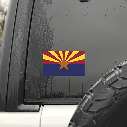 Arizona State Flag Decal Sticker - 2-Pack, 5x3 Inches, UV Protected