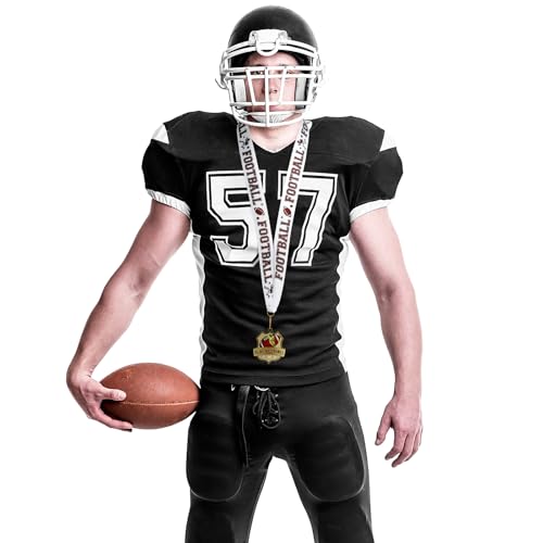 Football Medals with Ribbons - 12 Pack, Flag Football Design