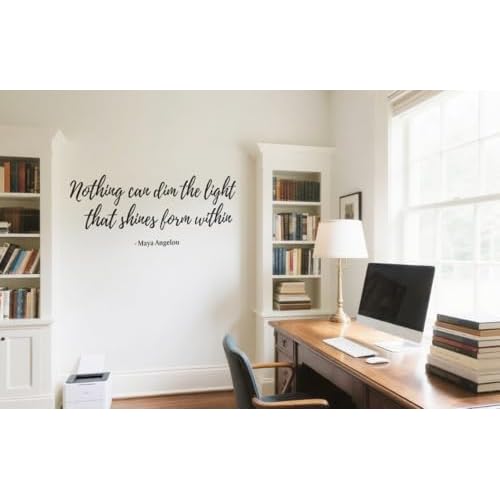 Inspirational Maya Quotes Wall Sticker,Nothing Can Dim The Light That Shines from Within¡¯ Motivation Words Vinyl DIY Removable Wall Decals for Classroom College Home