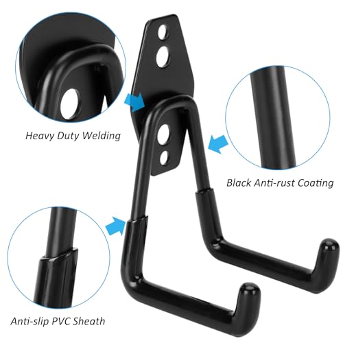 18 Pack Garage Hooks Heavy Duty - Supports 100 lbs, Utility Steel Garage Hanger & Organizer for Organizing Garden Lawn Tools, Ladders, Garden Hose, Digging Shovel, Bikes, Ropes