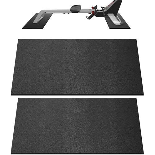 Rowing Machine Mat 2-Piece Set - 11.8 x 30 in, Waterproof & Non-Slip