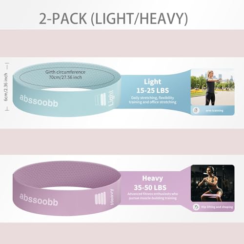 2-Pack Heavy Resistance Bands for Glutes & Legs - 25/50 lb