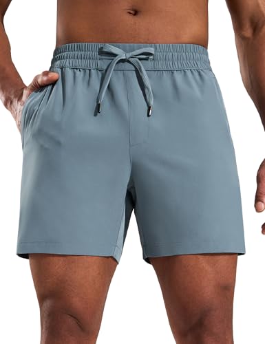 MIER Men's 5-Inch Quick-Dry Gym Shorts with Zipper Pockets, Elastic Waist