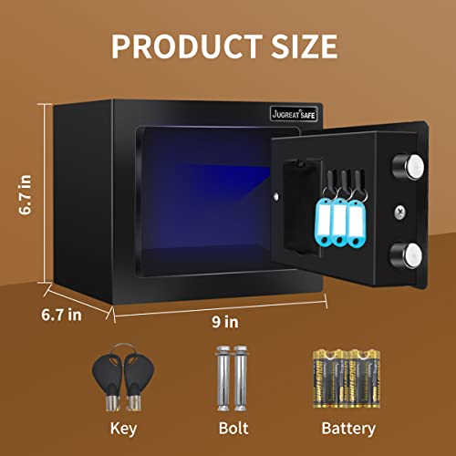 JUGREAT Safe Box with Induction Light,Electronic Digital Security Safe Steel Construction Hidden with Lock£¬Wall or Cabinet Anchoring Design for Home Office Hotel Business 0.23 Cubic Feet Black
