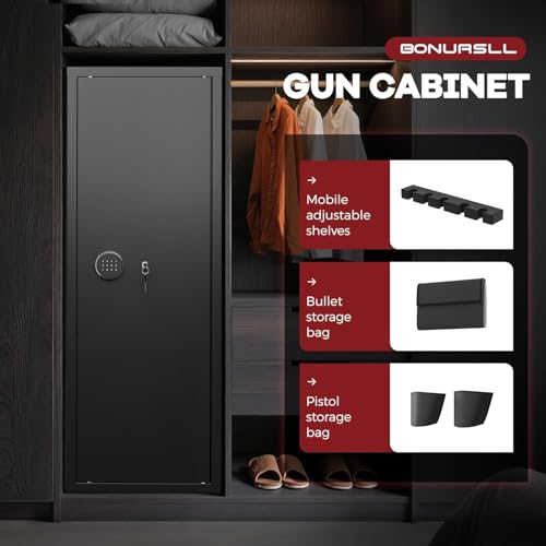 Gun Safe with Keyboard - Quick Access Rifle Safe for 10-15 Rifles - Black