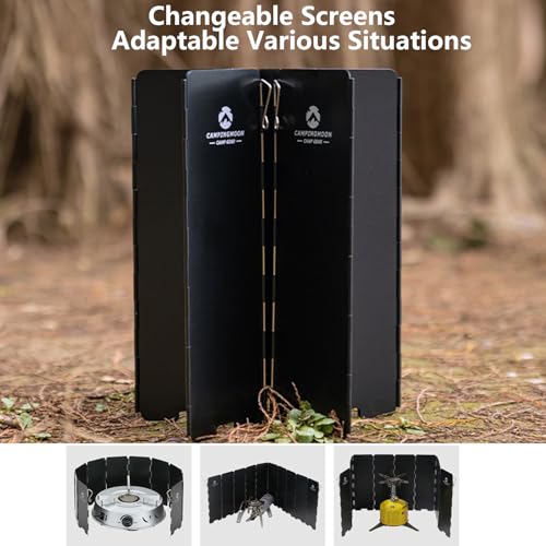 Campingmoon Foldable Aluminum Windshield for Camping Stoves, 10 Plates