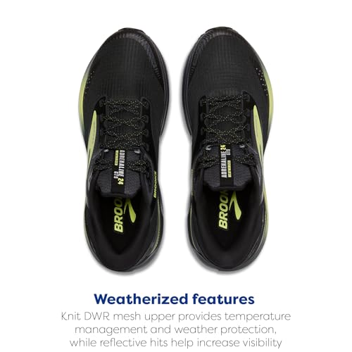 Men's Supportive Running Shoe - Brooks Adrenaline GTS 24 - Black/Ebony/New Yellow