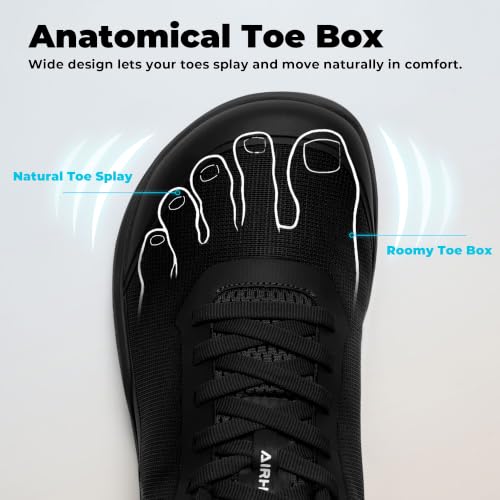 AIRHAS Men's Zero Drop Barefoot Training Shoes Black 11 - Minimalist Fitness Sneakers