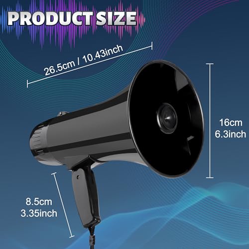 Portable 35W Megaphone Bullhorn with Siren & Detachable Mic - Black