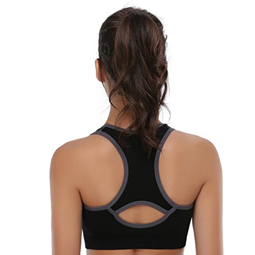 BAOMOSI Women's Seamless High-Impact Racerback Sports Bra X-Large Black