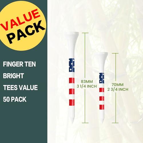 Golf Tees Set - 2 3/4 Inch (50 Pack) USA Flag Design