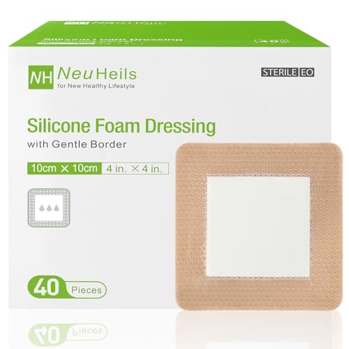 NeuHeils 4x4 Silicone Foam Dressing with Border - 40 Pack for Bed Sores