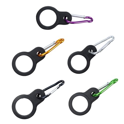 Silicone Water Bottle Holder with Keychain Rings - 5 Colors
