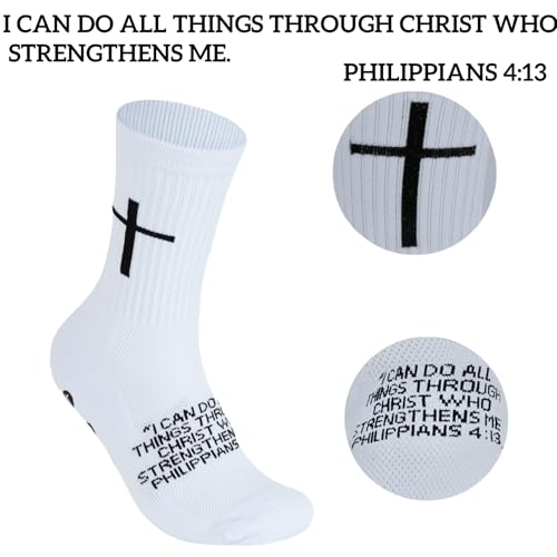 Anti-Slip Soccer Grip Socks - Athletic Performance Crew Sock - Philippians 4:13