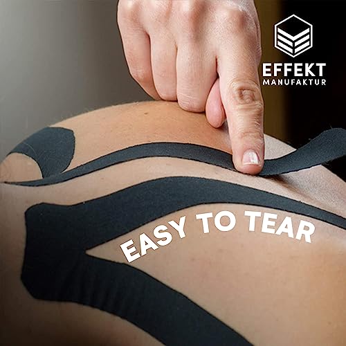 Kinesiology Tape - Waterproof Elastic Physio Tape, 2 Rolls - Blue & Black