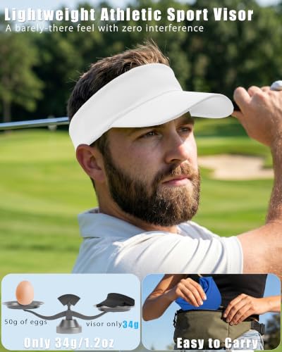 ROYBENS White Sun Visor for Women & Men Summer Lightweight Sports Hat