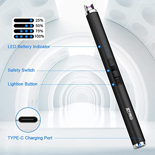 USB Rechargeable Arc Lighter - Windproof Flameless - Black