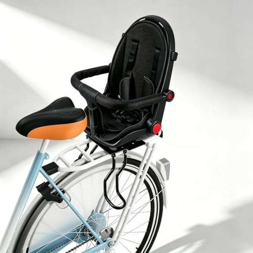 Rear Child Bike Seat - Safe, Comfortable for Ages 2-5 - Black