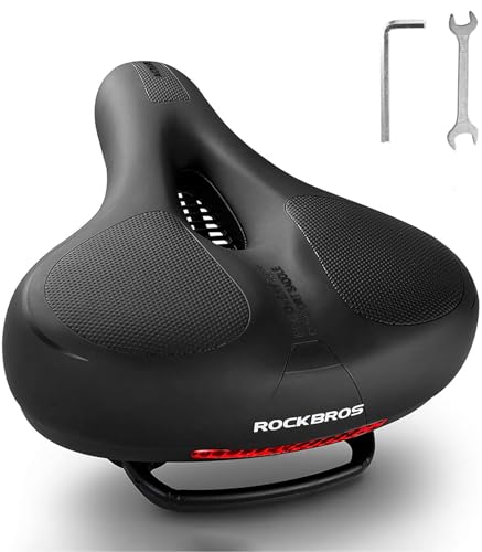 ROCKBROS Black Bike Seat Cushion: Wide Peloton/Exercise Bike Comfortable