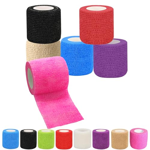 6 Pack Self-Adhesive Wrap Bandage - 2 Inch Breathable Athletic Tape, Mixed