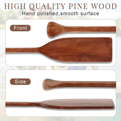 48" Wooden Canoe Oar Paddle - 2 Pcs Solid Pine - Walnut