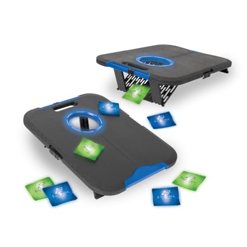 EastPoint Light-Up Cornhole Set with 2 Targets, 8 Bean Bags & LED Lights - Black/Blue