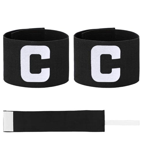 Adjustable Captain Armband for Soccer - 2 Pack Black Nylon Sports Band