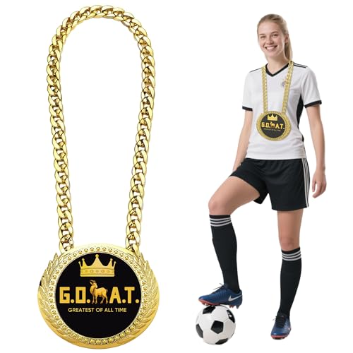GOAT Turnover Chain - 6" Big Gold Medal Trophy Necklace