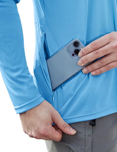 Men's Long Sleeve Rash Guard Swim Shirt - Sky Blue, Large