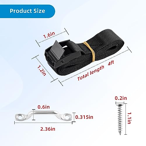 2-Pack 1x4ft Marine Grade Stainless Steel Battery Tie Down Straps for Boats & RVs