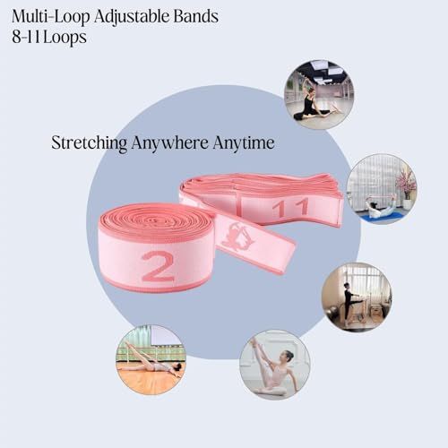 Multi-Loop Stretch Band - Yoga, Pilates, Ballet - Pink - 11 Loops