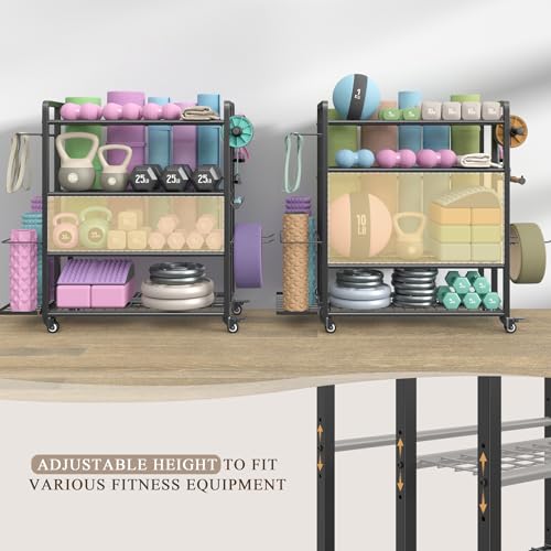 4-Tier Adjustable Weight Rack with Wheels - Large Black
