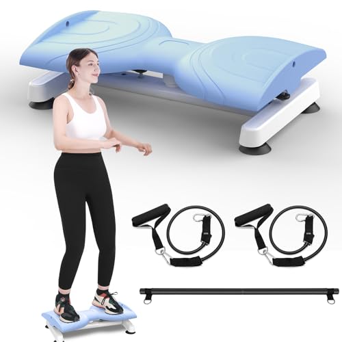 Waist Twist Machine for Weight Loss - Blue | Ab Twist Board with Pilates Bar & Resistance Bands