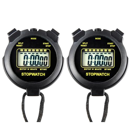 Digital Stopwatch Timer with Large Display - 2 Pack Black