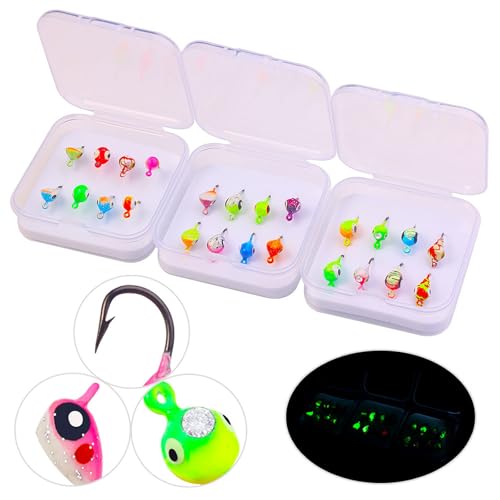 Ice Fishing Jigs Kit - 8 Piece Glow-in-the-Dark Lure Set