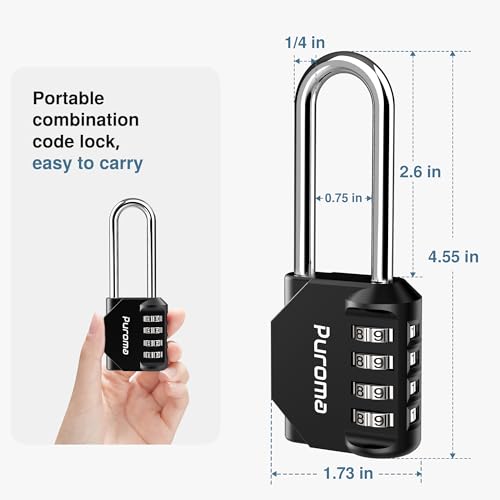Puroma 10 Pack 2.6 Inch Long Shackle Combination Lock 4 Digit Outdoor Waterproof Padlock for Hasp Locker Lock, Sports Locker, Fence, Gate, Toolbox, Case, Hasp Storage, Cabinets (Black)