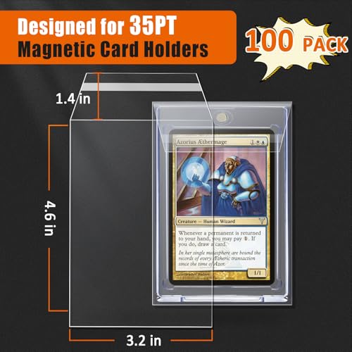 Resealable Card Sleeves for 35PT Magnetic Holders - 100 Pack