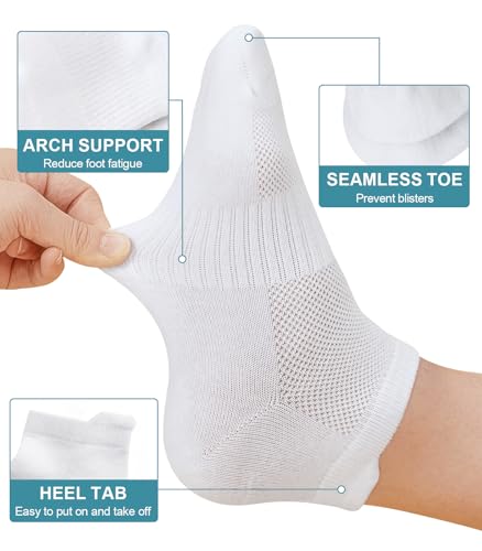 Ankle Socks for Women & Men - Breathable Cotton Athletic - 6 Pairs in Black, White, Light Grey, Pink