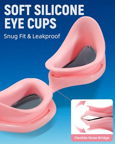 Swim Goggles for Adults & Youth - Anti-Fog UV Protection - Black