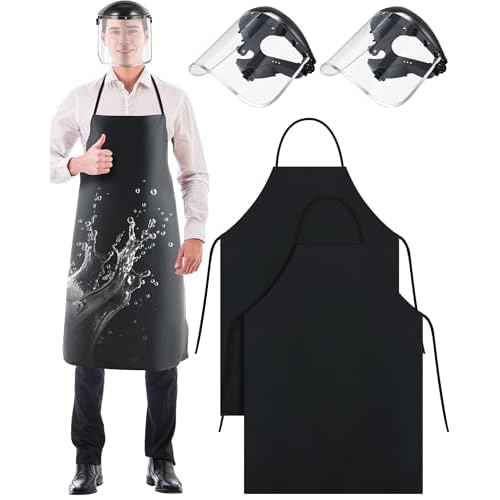 4 Pcs Safety Face Shield with 42.5 Waterproof Rubber Apron Set Face Mask for Grinding and Cutting PC Full Impact Resistant Safety Shield for Men Heavy Duty Work