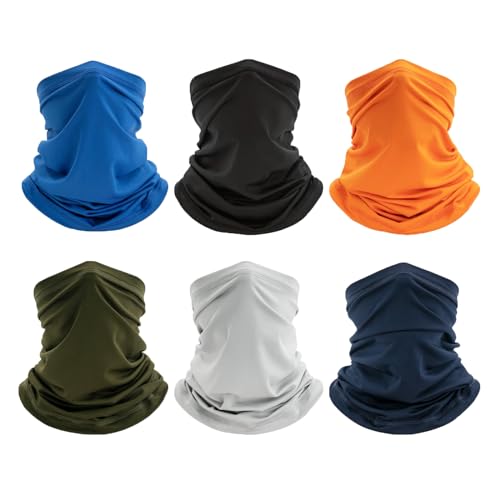 Multicolor Dark 6 Pack Cooling UV Sun Protection Neck Gaiter Bandana Mask