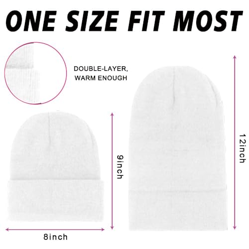 ZH 12-Pack Knitted Winter Beanie Hats for Men & Women, One Size, White