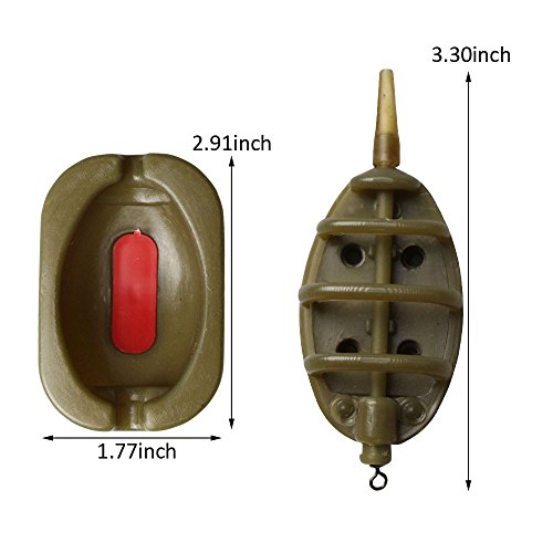Laxygo Inline Method Feeder Set for Carp Fishing - 30g/40g/50g/60g with Rubber Mould, 4 Feeders + 1 Mould
