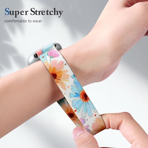 Odbeai Daisy Color Stretchy Bands for Fitbit Versa 3/4 & Sense 2 - Stylish Watch Strap