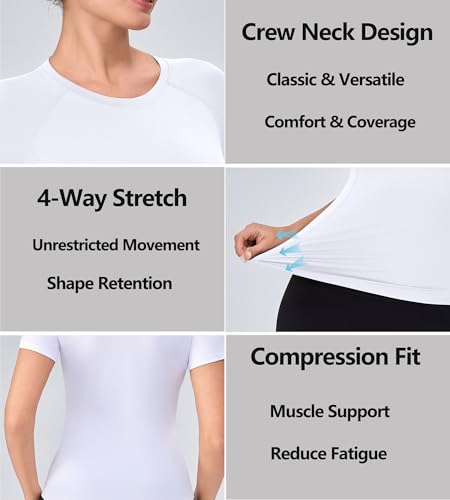 Women's Compression Short Sleeve Workout Top - Small / White