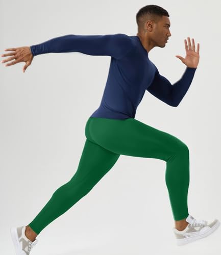 Men's Compression Pants Athletic Running Leggings - Kelly Green, Large