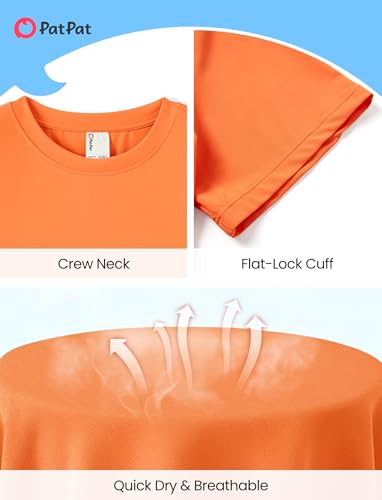 Boys Neon Rash Guard Swim Shirt - Orange, 11-12 Years