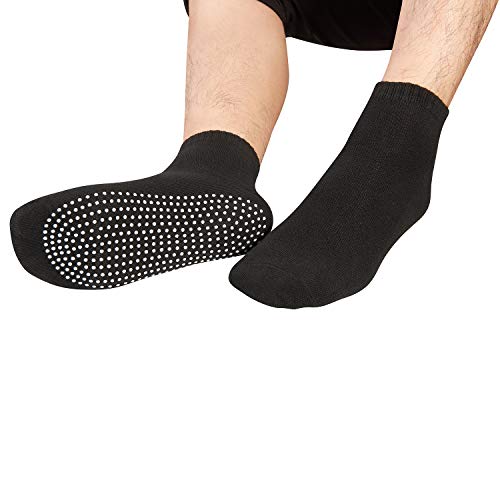 Anti-Slip Grip Socks - 4 Pairs Black & Gray for Yoga, Pilates, Home Workout